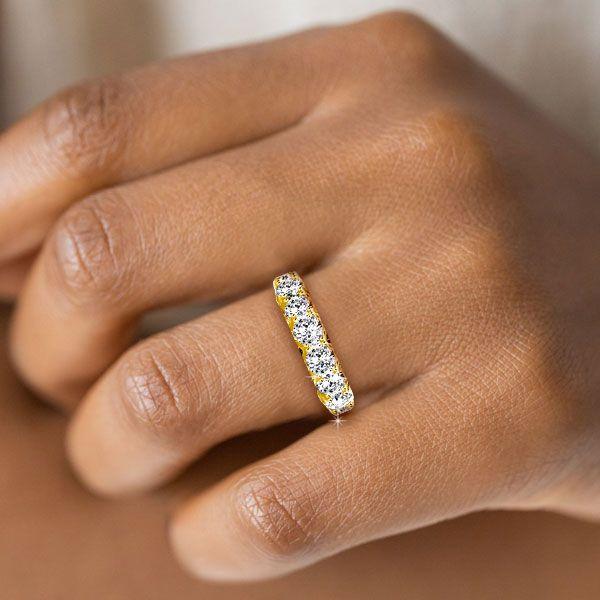 Golden Eternity Round Wedding Band - 18K Gold Plated Sterling Silver, 6.55 CT. TW.
