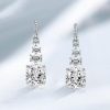 Cushion Cut White Sapphire Drop Earrings in Sterling Silver - Affordable Elegance