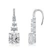 Cushion Cut White Sapphire Drop Earrings in Sterling Silver - Affordable Elegance