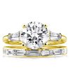 Sterling Silver Bridal Ring Set - 18K Gold Plated, 5 Carat Center Stone