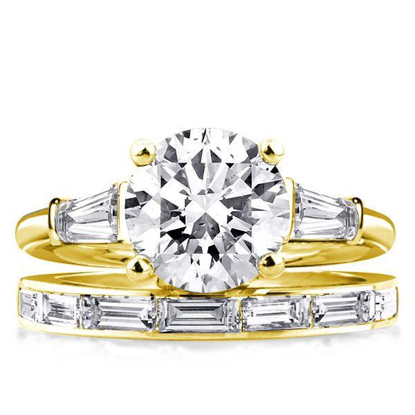 Sterling Silver Bridal Ring Set - 18K Gold Plated, 5 Carat Center Stone