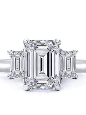 Three Stone Sterling Silver Engagement Ring - 4.50 CT. TW.