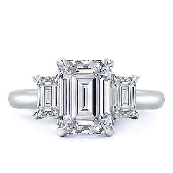 Three Stone Sterling Silver Engagement Ring - 4.50 CT. TW.