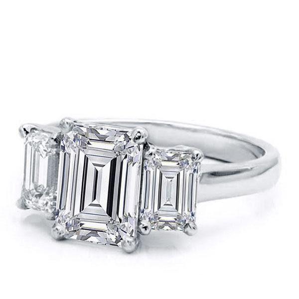 Three Stone Sterling Silver Engagement Ring - 4.50 CT. TW.