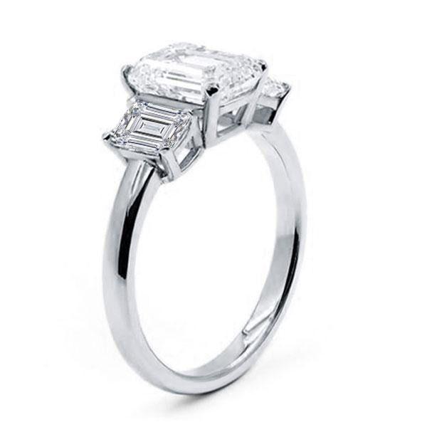 Three Stone Sterling Silver Engagement Ring - 4.50 CT. TW.