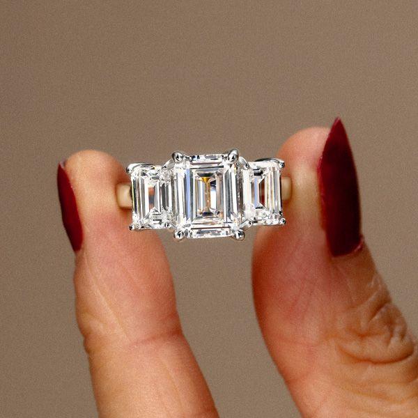 Three Stone Sterling Silver Engagement Ring - 4.50 CT. TW.