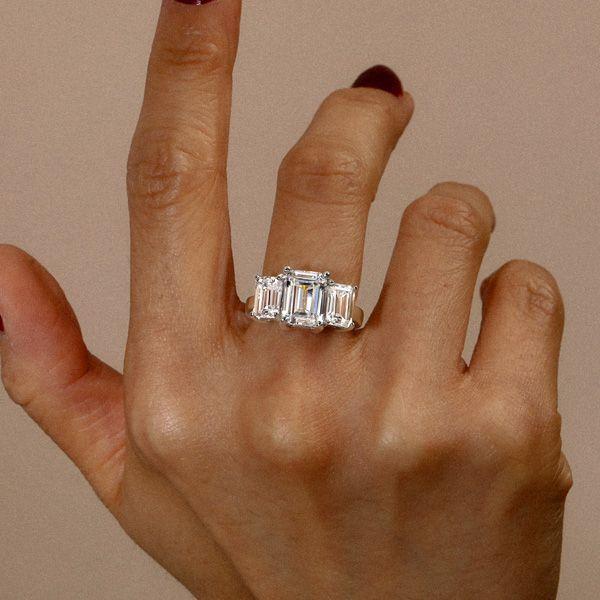 Three Stone Sterling Silver Engagement Ring - 4.50 CT. TW.