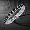 Alternating Black and White Sapphire Tennis Bracelet in 925 Sterling Silver