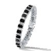 Alternating Black and White Sapphire Tennis Bracelet in 925 Sterling Silver