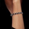Alternating Black and White Sapphire Tennis Bracelet in 925 Sterling Silver