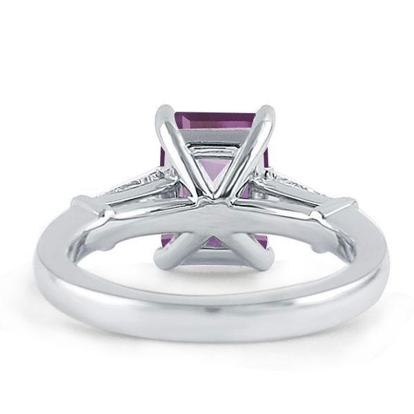 Emerald & Amethyst Engagement Ring - 925 Sterling Silver