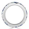 Womens Sterling Silver Multi-Row Eternity Wedding Band with Blue Accent Stones