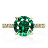 Golden Classic Round Engagement Ring - 18K Gold Plated Sterling Silver - 2.75 CT Center Stone
