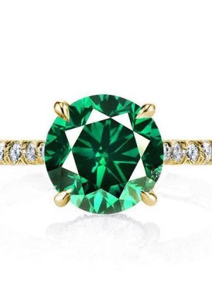 Golden Classic Round Engagement Ring - 18K Gold Plated Sterling Silver - 2.75 CT Center Stone