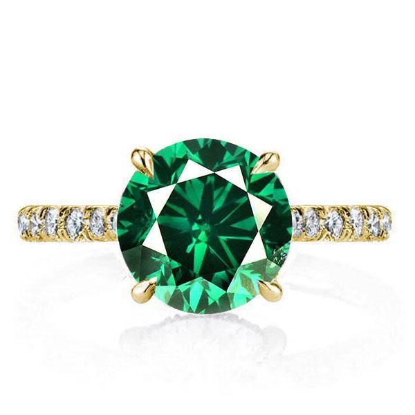 Golden Classic Round Engagement Ring - 18K Gold Plated Sterling Silver - 2.75 CT Center Stone