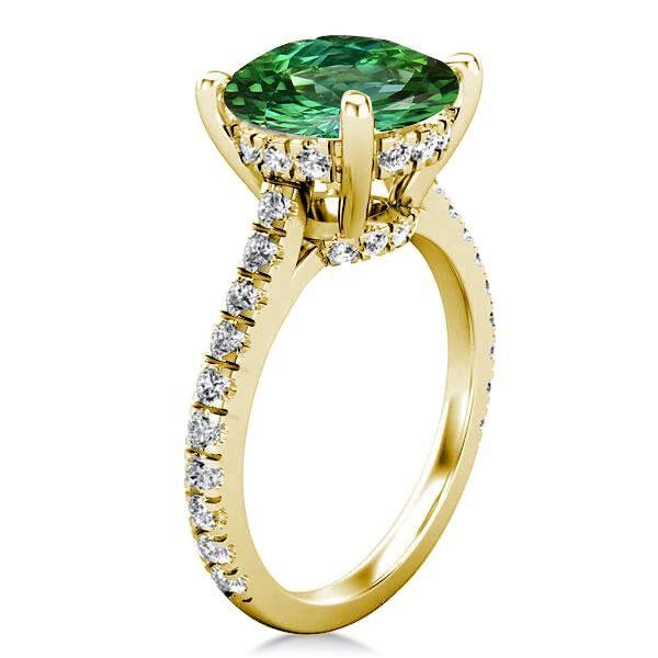 Golden Classic Round Engagement Ring - 18K Gold Plated Sterling Silver - 2.75 CT Center Stone