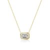 Emerald Pendant Necklace - 18K Gold Plated Sterling Silver - Bezel Set Gemstone