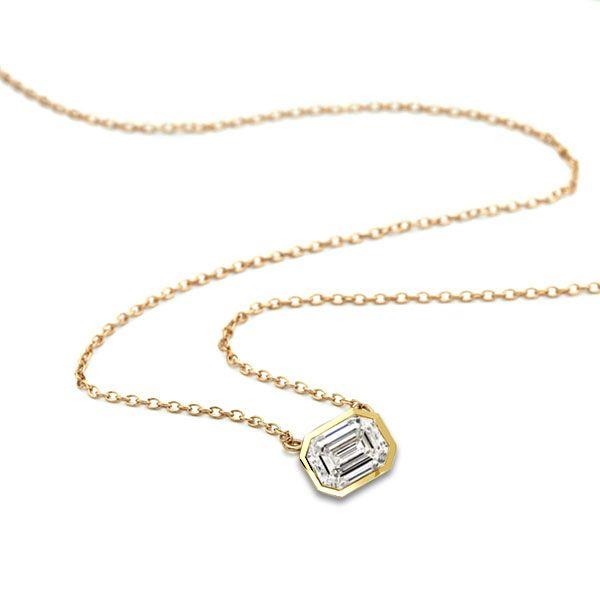 Emerald Pendant Necklace - 18K Gold Plated Sterling Silver - Bezel Set Gemstone