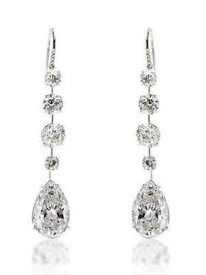 Sterling Silver Round & Pear Cut Drop Earrings - Classic & Elegant