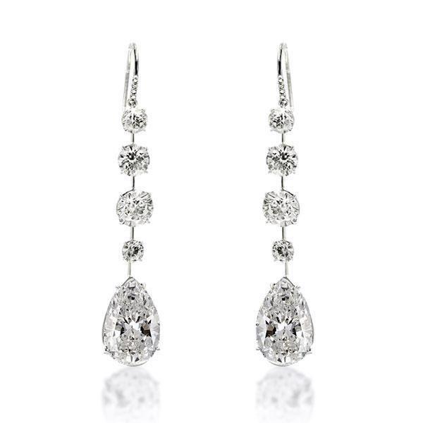 Sterling Silver Round & Pear Cut Drop Earrings - Classic & Elegant