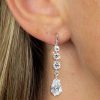 Sterling Silver Round & Pear Cut Drop Earrings - Classic & Elegant