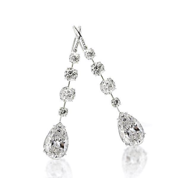 Sterling Silver Round & Pear Cut Drop Earrings - Classic & Elegant