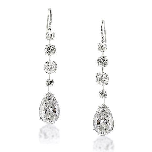 Sterling Silver Round & Pear Cut Drop Earrings - Classic & Elegant