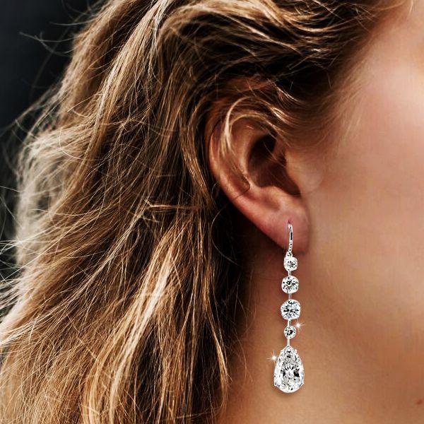 Sterling Silver Round & Pear Cut Drop Earrings - Classic & Elegant