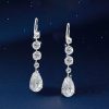 Sterling Silver Round & Pear Cut Drop Earrings - Classic & Elegant