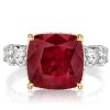 Two-Tone Sterling Silver Cushion & Heart Cut Garnet Engagement Ring