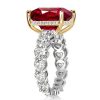 Two-Tone Sterling Silver Cushion & Heart Cut Garnet Engagement Ring