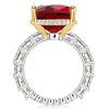 Two-Tone Sterling Silver Cushion & Heart Cut Garnet Engagement Ring