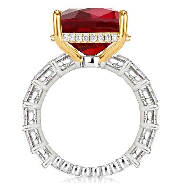 Two-Tone Sterling Silver Cushion & Heart Cut Garnet Engagement Ring