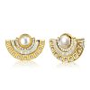 Pearl Fan Stud Earrings - 925 Sterling Silver, Elegant Design