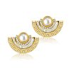 Pearl Fan Stud Earrings - 925 Sterling Silver, Elegant Design