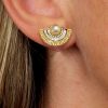Pearl Fan Stud Earrings - 925 Sterling Silver, Elegant Design