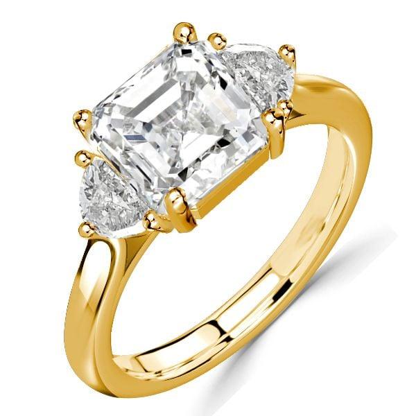 Asscher Cut White Sapphire Three Stone Engagement Ring in Sterling Silver