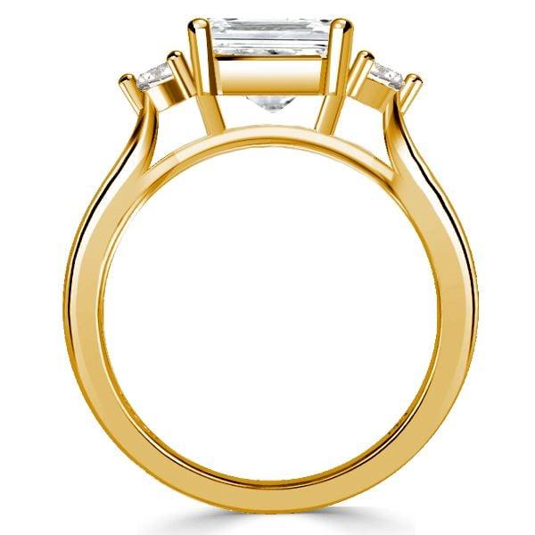 Asscher Cut White Sapphire Three Stone Engagement Ring in Sterling Silver