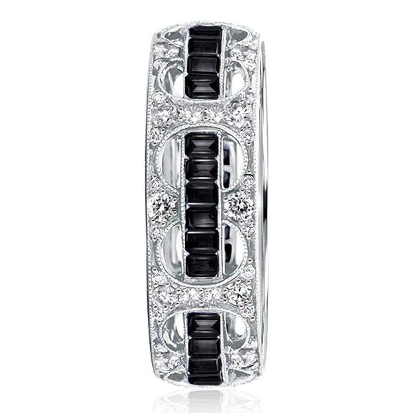 Black Rope Wedding Band - Unique Sterling Silver Ring for Men & Women