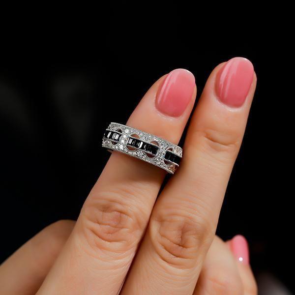 Black Rope Wedding Band - Unique Sterling Silver Ring for Men & Women