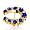 Golden Horseshoe Brooch with Blue Sapphire - Vintage Style
