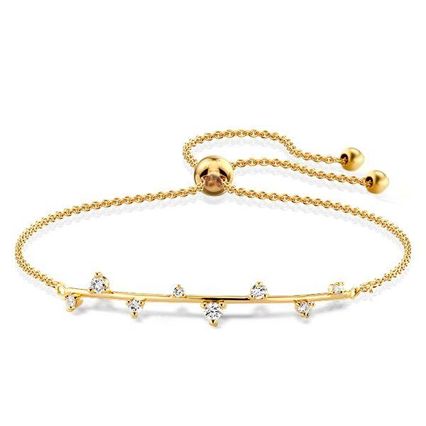 Golden Scattered Round Cut CZ Bracelet - 18K Gold Plated Sterling Silver