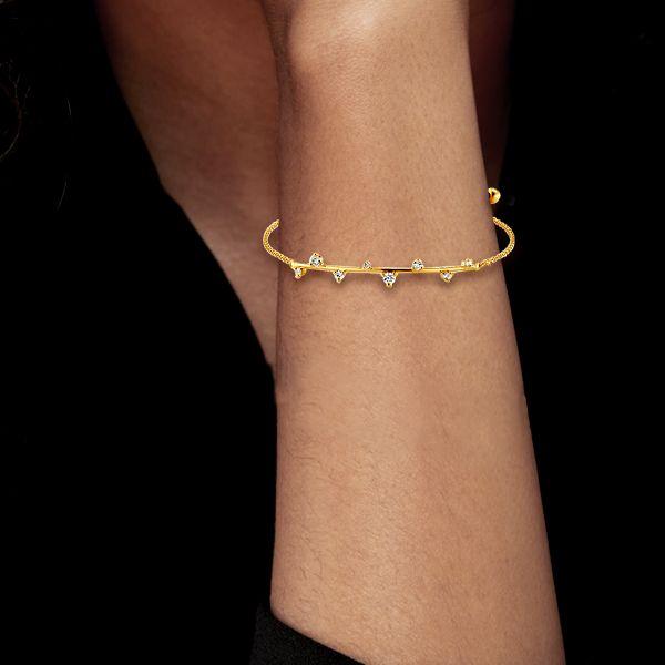 Golden Scattered Round Cut CZ Bracelet - 18K Gold Plated Sterling Silver