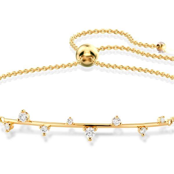 Golden Scattered Round Cut CZ Bracelet - 18K Gold Plated Sterling Silver