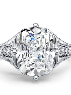 Vintage Cushion Cut White Sapphire Engagement Ring in Rhodium Plated 925 Sterling Silver