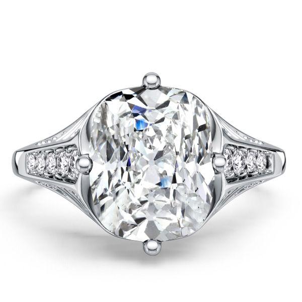 Vintage Cushion Cut White Sapphire Engagement Ring in Rhodium Plated 925 Sterling Silver