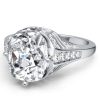 Vintage Cushion Cut White Sapphire Engagement Ring in Rhodium Plated 925 Sterling Silver