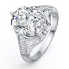 Vintage Cushion Cut White Sapphire Engagement Ring in Rhodium Plated 925 Sterling Silver