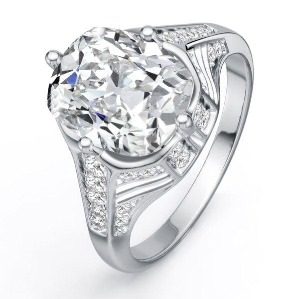 Vintage Cushion Cut White Sapphire Engagement Ring in Rhodium Plated 925 Sterling Silver