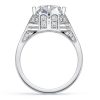 Vintage Cushion Cut White Sapphire Engagement Ring in Rhodium Plated 925 Sterling Silver